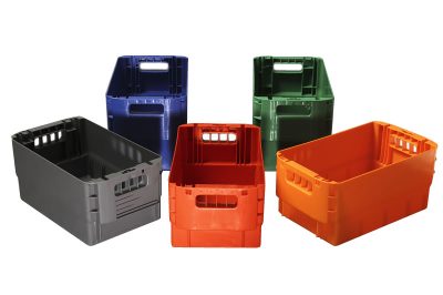 Letterboxen blau, orange, grün, rot. Grundfläche 267 x 470 mm